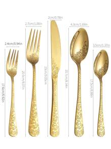 5/20/30pcs Stainless Steel Cutlery Set With Carved Pattern, Suitable For Restaurant, Home, Kitchen, Party, Wedding Favor,School Supplies