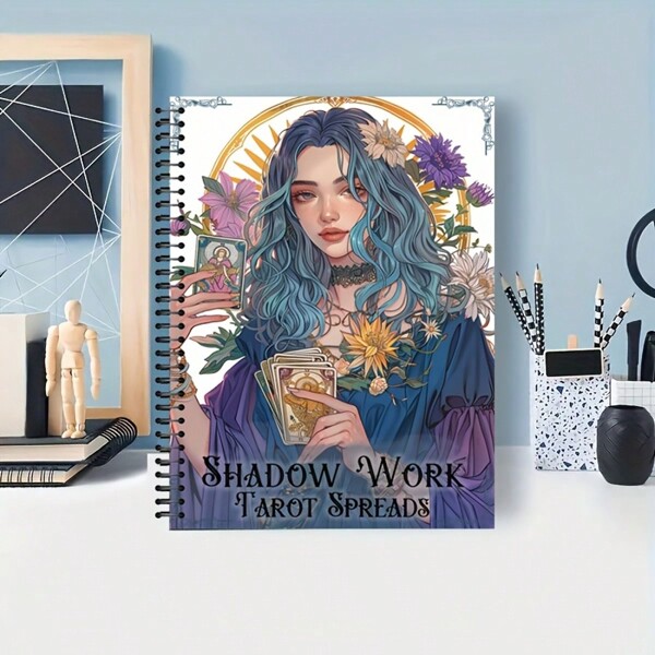 Schattenwurf Tarot Verbreitung Journal mit Anleitung - Englisch, tägliche Büroartikel für Selbstreflexion & Pendel Lesen