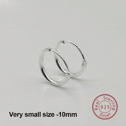 2 piezas Pendientes de aro de plata de ley 925 mini, tamaño pequeño 10mm, 12mm, 14mm, tamaño grande 16mm, 18mm, 20mm Aros para cartílago/Pendientes, regalo adecuado para mujeres/novias/damas
