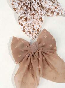 2pcs Flowers Bow Hair Clips For Girls,Fabric Flowers Embroideries Hair Bows For Kids,Fashion Hair Accessories For Toddlers Party Gifts