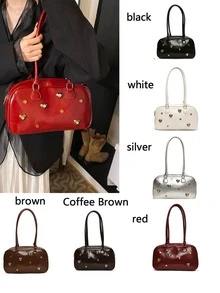 Retro Rhinestone Bowling Ball Shoulder Bag For Women, New Fashion Underarm Handbag, Commuter-Friendly Versatile Crossbody Bag