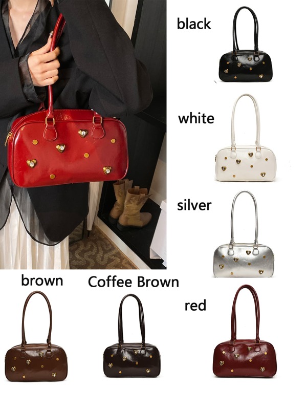 Retro Rhinestone Bowling Ball Shoulder Bag For Women, New Fashion Underarm Handbag, Commuter-Friendly Versatile Crossbody Bag