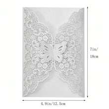 5pcs/10pcs Per Pack Butterfly Lace Greeting Cards/Invitations (Including Cover And Blank Inner Card), Suitable For Wedding, Holiday Party, Birthday Invitations, High-End Exquisite Hollow Engagement Ceremony Supplies, Blessing Cards - Multicolor - View 3