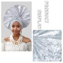 Elegant Fashion Nigerian Gele Headpiece For Women, African Traditional Wrapped Hat With Exaggerated Floral Fabric Braiding, Handmade Folded Flower Fan Layered Hat, Suitable For Wedding, Party And Other Special Occasions Hair Sleep Cap - A - View 3