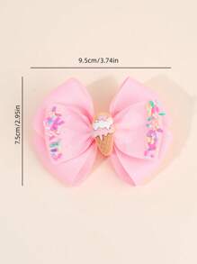 2pcs Toddlers Girls Hair Bow Clips ,Cute Ice-Cream Accessories ,Colorful Needles Decor Hair Pins ,Satin Ribbon Hair Clips ,Kids Teens Hair Accessories ,Gifts For Girls ,Suitable Daily Life