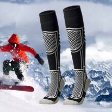 2 双厚实保暖透气滑雪袜，及膝冬季保暖袜，舒适保暖长袜，适合徒步旅行、单板滑雪、登山和户外活动 - 彩色 - 查看 14