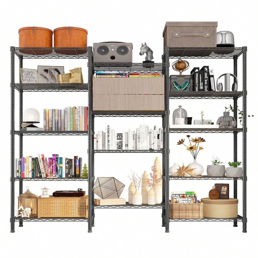 5 Tier Metal Wire Rack Free Standing Shelving Unit Adjustable Heavy Duty Storage - 1 - View 1