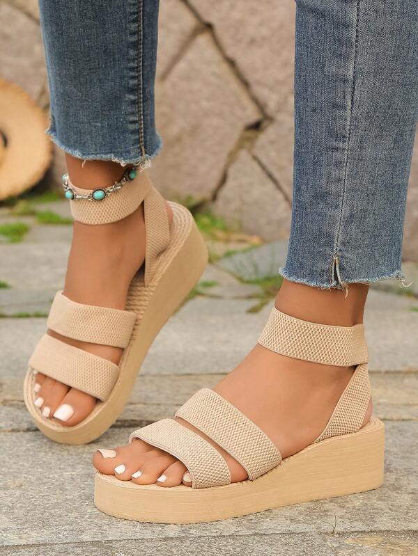 Damen Mode Outdoor Lässig Kreuzriemen 5cm Plateau Sport Sandalen