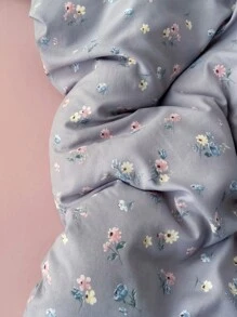 3 件套 Ditsy Floral 提花水洗棉被套装，1 个羽绒被套和 2 个枕套，面料柔软舒适，适合所有季节卧室家居 - 深灰色 - 查看 4