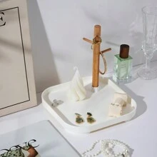 Vassoio portachiavi e ciotola portachiavi con vassoio gioielli in legno, organizer sospeso a 3 ripiani - vassoio multifunzionale per ingresso, perfetto per ciotole portachiavi, vassoi valet, porta anelli, organizer per piatti gioielli (Bianco), vibrazioni boho