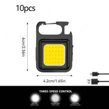 1/2/3/10pcs COB Keychain Work Light, Flashlight With 4 Lighting Modes, Keychain Light Emergency Light, Bottle Opener, Mini Flashlight With Magnetic Base