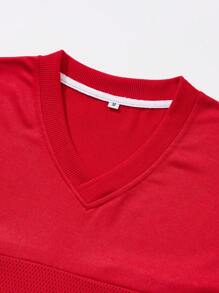 Shwiy 男式大学运动队明星拼布球衣，红色短袖 26 加州印花 V 领，金色胶带，网眼撞色篮球球衣款式 T 恤，适合学校、足球比赛礼物