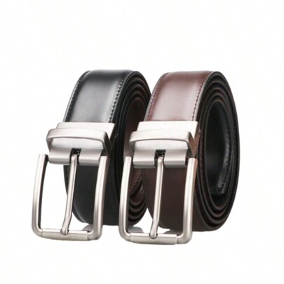 Cinto Social Masculino Sintético Dupla Face Fivela a Cinto Masculino Dupla Face Preto/Café 3,5 Cm direto FábricaSimplesCasualCouro PU