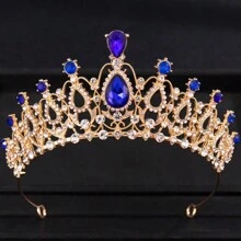 Coroa Princesa Diadema de Cor Dourada com Strass para Noiva, Tiaras e Coroas para Mulheres, Acessórios de Cabelo para Casamento, Festa, Joias, Presentes de Diadema - cor - Visão 7