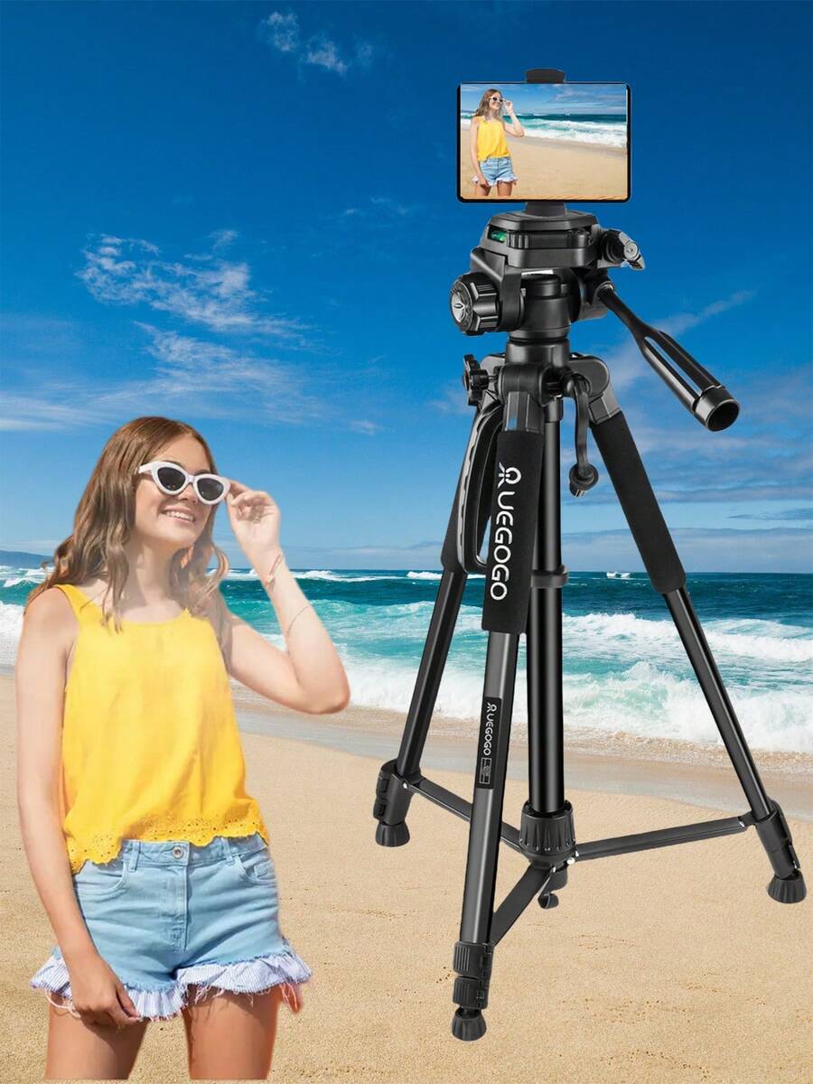 60 Inch Professional Camera Tripod Kit - Sturdy, Portable, With Carry Bag And Phone Holder For Canon, Nikon, And Smartphones