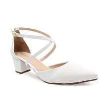 Women's Pumps Pointed Toe Formal Shoes Elegant Low Block Heel With Braided Strap Special Size 33 To 43 - 白色 - 查看 2