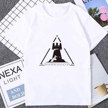 Arknights Logo Japan Anime Tshirt Rational Zero Doctor Short Sleeve Clothes Amiya Game Fans Otaku ACG Printed T-Shirt Hipster - 白色 - 查看 1