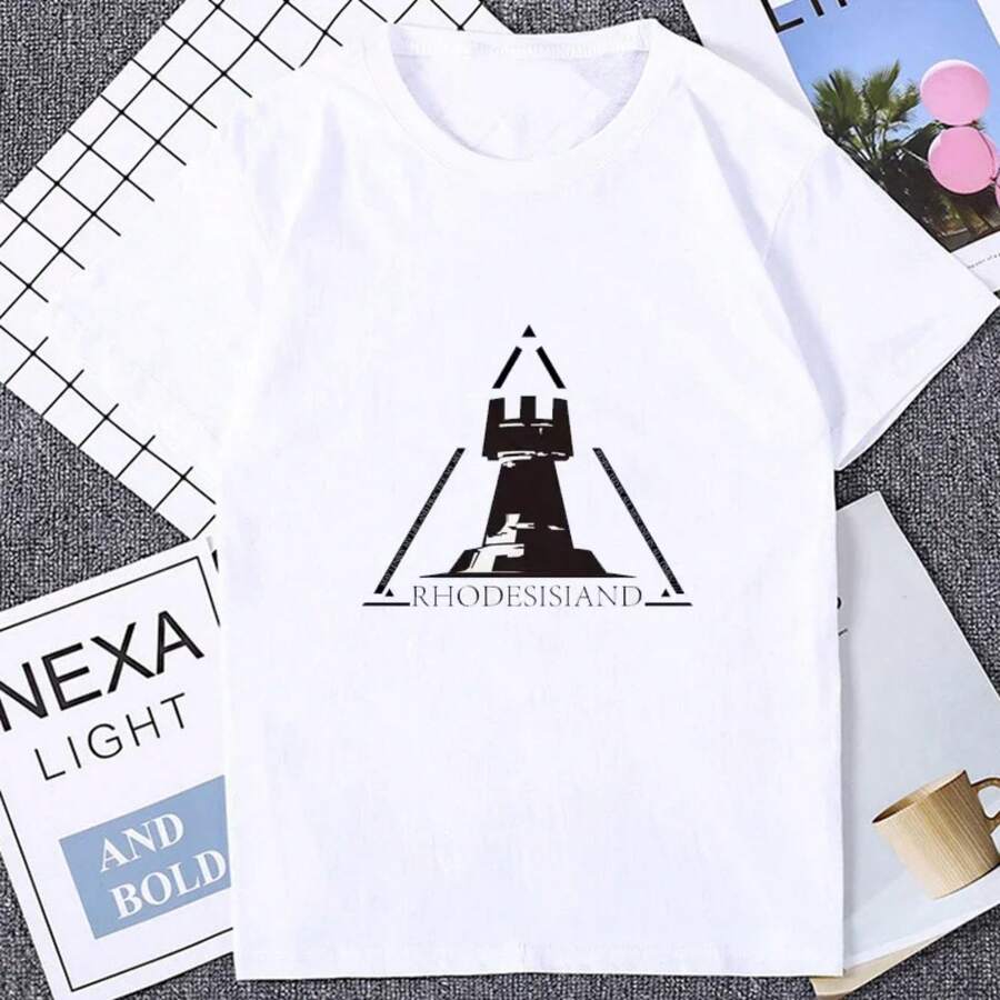 Arknights Logo Japan Anime Tshirt Rational Zero Doctor Short Sleeve Clothes Amiya Game Fans Otaku ACG Printed T-Shirt Hipster - 白色 - 查看 1