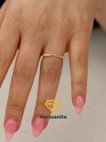 1Pc LuxuryMoissanite Diamond Engagement Ring Wedding Band For Women S925 Sterling Silver V-Shape Gold Ring Promise Ring Eternity Ring Anniversary Valentine's Day Ring Luxury Ladies Jewelry Gifts