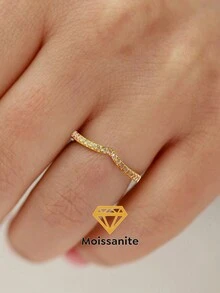 1Pc LuxuryMoissanite Diamond Engagement Ring Wedding Band For Women S925 Sterling Silver V-Shape Gold Ring Promise Ring Eternity Ring Anniversary Valentine's Day Ring Luxury Ladies Jewelry Gifts