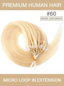 Micro Loop Hair Extensions Real Human Hair Nature Color 12-22inch Straight Invisible Premium Human Hair 50pcs Micro Loop Hair Extensions - S60 - 查看 2