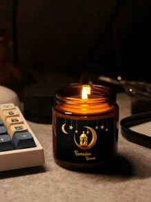 1 Jar Candle (Rama Decoration) Family Bedroom Living Room Brown Vial Scented Candle Cup, High Quality Soy Wax, Freesia, Lavender Fragrance, Handmade Gift, Festive Family Atmosphere Decoration Candle (100g Wax About 3.5oz) Can Burn For 2.5-3 Hours, Rama Atmosphere Tabletop Decoration, Moon Star Scented Candle, Thank You For Your Gift, Candle, Rama, Gift, 1pc Rama - Multicolor - View 4