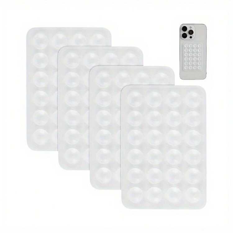 4pcs Universal Silicone Suction Cup Phone Holder, Transparent Dual-Sided Grip Stand, Non-Slip Mobile Phone Stand Suitable For All Phones Compatible With IPhone, Android Phone, Gift For Birthday, Family, Friends Phone Accessories