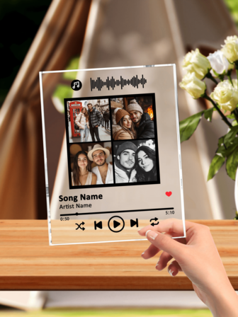 1pc Custom Spotify Plaque, Custom Couple Picture Plaque, Personalized Photo Plaque, Custom Couple Song Music Plaque, Personalized Photo Frame Home Decor, Album Cover Song Plaque, Unique Gifts For Women, Music Art Romantic Gifts, Anniversary Gift, Valentine Gift, Birthday Gift, Mother's Day Gift, Father's Day Gift, Best Friend Gift, Best Gift For Mom/Dad,Elegant Living,Artful Living