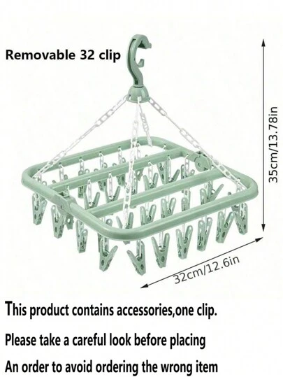 Multifunctional Foldable Detachable Clothes Drying Rack With Clips, For Balcony, Dorms, Windproof Hanging Underwear & Kids' Clothes