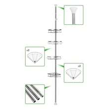 Telescopic Shower Shelf Made Of Stainless Steel, Bathroom Corner Shelf With 4 Shelves, Height Adjustable From 110-280 Cm, For Shampoo.