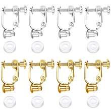 KMEOSCH 4/8 Pieces Clip-On Earrings Converter Components With Post For Non-Pierced Ears With Comfort Earring Pads DIY Earring Findings