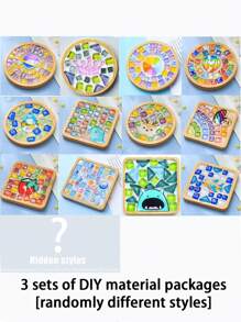 1 套 DIY 马赛克杯垫材料套件，手工制作杯垫耐热垫，创意贴纸工艺品，拼贴亲子早教，自制生日、周年纪念、礼物 - 1套diy手作材料包 - 查看 14