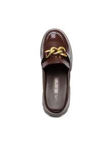 Women Mules Slippers Chunky With Gold Chain Decor Slip On Platform Thick Comfortable Fashion Classic Loafers Flat Slides Shoes - màu nâu - Xem 7