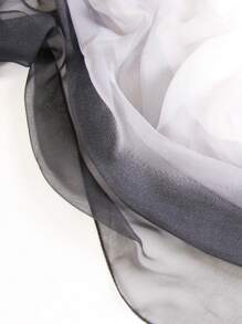 1pc Women Rainbow Gradient Color Chiffon Scarf, Versatile Lightweight Long Shawl & Wrap - Black, White and Gray - View 4