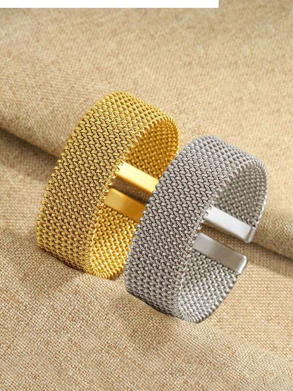 Brățară din oțel inoxidabil 1 bucată, brățară lată împletită, potrivită pentru bărbați și femei pentru purtarea zilnică, îmbrăcăminte de petrecere și oferirea de cadouri.