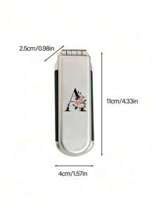 1件装二合一镀银折叠梳子兼化妆镜 – 便携式，印有花卉字母A-Z，桌面造型，现代旅行美容工具，带化妆镜的折叠梳，方便携带，非常适合旅行外出使用，双用途气垫梳，头皮按摩梳，美发造型工具，旅行必备配件，适合户外、办公室和返校季使用 - 銀色 - 查看 8