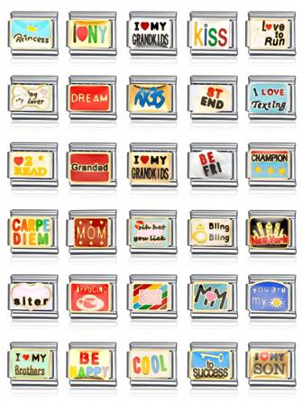 1 件 2025 情人节优质时尚字母心形几何皇冠 DIY 迷人情侣手链不锈钢珠子珠宝制作用品，适合节日礼物、派对、日常服装配饰