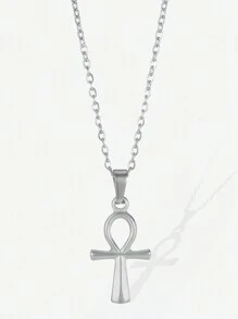 1PC Cross Necklace For Women Classic Cross Collar Gold Color Egyptian Nile Ankh Choker Stainless Steel Chain Aesthetic Jewelry Gift - Multicolor - View 11