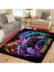 1 pièce Tapis de sol de zone de manette de jeu pour la chambre des garçons et les joueurs, tapis en polyester antidérapant et lavable en machine, tapis de sol de salle de jeux intérieure avec rembourrage en mousse, tapis à bas poils pour le salon, le bureau et la cuisine