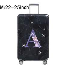 Luggage Cover Travel Case Cover For 18 To 32 Inch Luggage Protector Cases For Men Women Outdoor Holiday Travel Essentials Accessories Polyester Suitcase Elastic Dust Covers Fashion Initial Name A To Z Purple Flower Letter Print Toiletry Bag Wash Bag Toiletry Travel Bag Makeup Storage Beach Beach Bag Vacation Holiday Essentials School Supplies Travel Essentials Ladies For College Dorm Bathroom Bag For School School Accessories School Stuff - Black - View 14