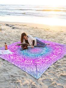 1 Stück leichte wasserdichte und sandabweisende Stranddecke, Outdoor Picknick Matte mit digitalem Schildkröten-Motiv, geeignet für Camping, Picknicks und Strände