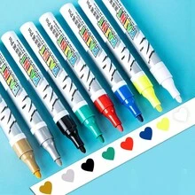 Car Paint Scratches Repair Brush Pen Waterproof Water Paint Marker Pen Car Tire Tread Care Automotive Black White Red Silver - one-size - View 1