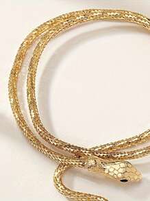 1 件性感蛇形设计扭纹颈链，时尚 INS 吊坠项圈，适合派对和节日 - 金色 - 查看 2