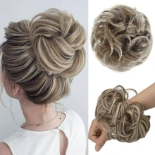 Messy Bun Hair Piece, Wavy Curly Synthetic Hair Scrunchie, Ponytail Hair Extension With Elastic Band, Suitable For Women's Daily And Party Hairstyles, Available In Black, Gold And Mixed Colors, Halloween - Multicolor - View 11