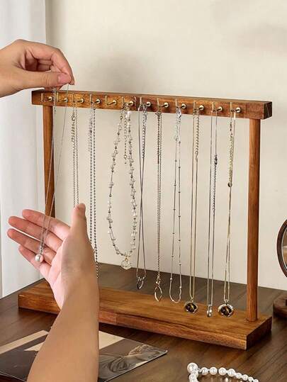 Walnut Color Iron Hook Fashion Necklace Display Stand, Jewelry Shop Accessories Necklace Organizer Rack, Home Jewelry Necklace Storage Back To School