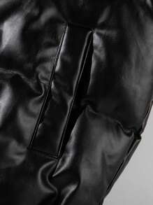 Men's Winter Warm Padded Jacket, Long Sleeve Standing Collar Windproof Padded Coat, Casual Thick Warm Zipper Velvet Jacket, Suitable For Outdoor Leisure