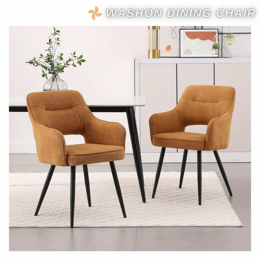 WAHSON OFFICE CHAIRS 2 Pack Chairus Dining And Kitchen Chairs With Armrests, Chenille Upholstered Chair For Living Room, Restaurant, Bedroom, Office, Beige