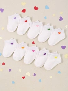 10 đôi tất mắt cá chân hình trái tim màu đỏ và trắng. Đây là những đôi tất mắt cá chân thoải mái phù hợp cho bé mặc quanh năm và phù hợp cho cả bé trai và bé gái. Tất trẻ em, Tất trẻ sơ sinh, Tất trẻ mới biết đi - trắng - Xem 4