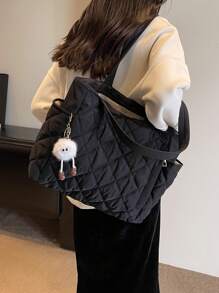 Leisure Large Capacity Down Padded Jacket Bag Fashion Shoulder Bag Portable Oblique Ku Tote Bags, Commuter School, Sports, Traveling, Hiking, Sports, Travel