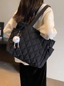 Leisure Large Capacity Down Padded Jacket Bag Fashion Shoulder Bag Portable Oblique Ku Tote Bags, Commuter School, Sports, Traveling, Hiking, Sports, Travel